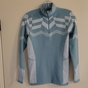 Athleta Women's  Light Blue Geometric 1/4 Zip Sweatshirt